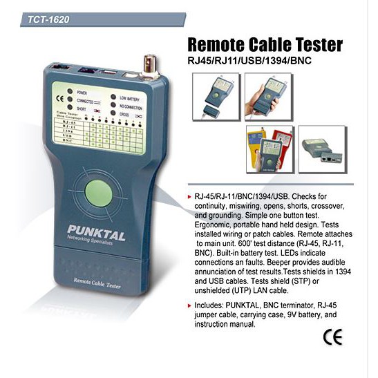 GOLDTOOL TCT-1620 Lan Tester Punktal For UTP - BNC - USB