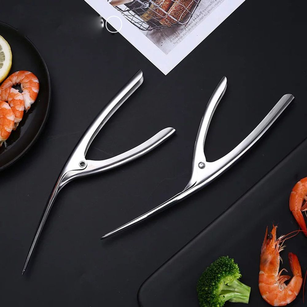 REBUY Practical Prawn Peeler Shrimp Saingace Kitchen Tools Stainless Steel Remover Cooking Deveiner Creative Device Seafood 1PC/Multicolor