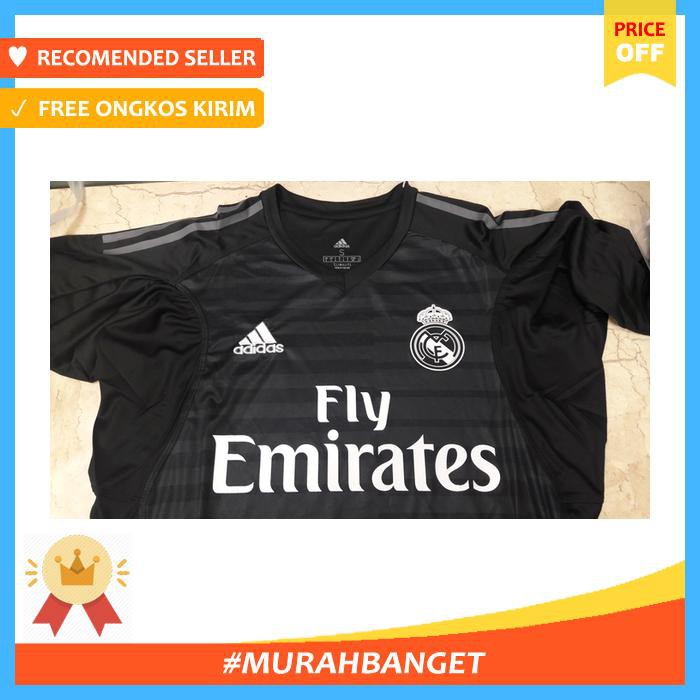 jersey bola real madrid gk kiper hitam official 2018 2019 grade ori - sepak bola & futsal