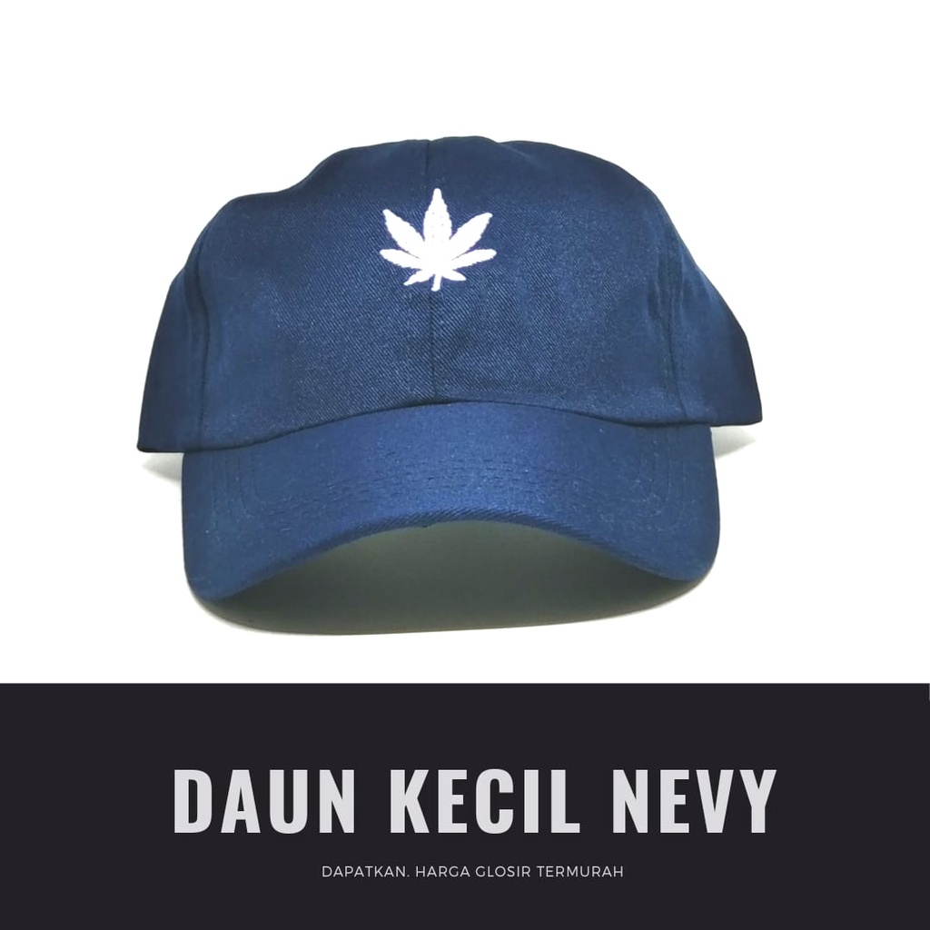 Termurah Topi baseball / garis tiga / challange / reclusive / kaktus / smile / pesawat kertas / yours / brotosaurus dino / daun kecil rasta / pohon kelapa  ring premium dan pertamax pria wanita kpop korea-Daun KCL nevy