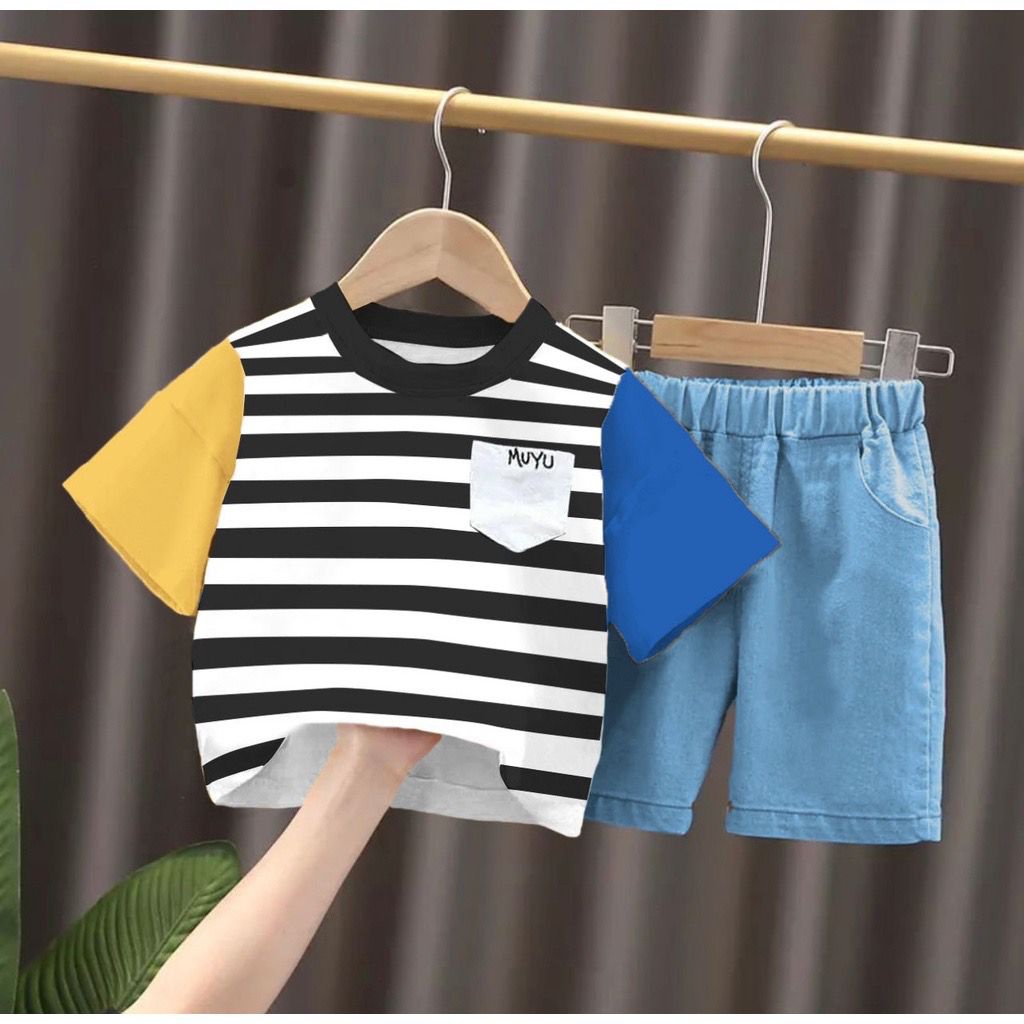 Promo cod setelan anak laki lai perempuan terbaru 2022 motif salur/baju anak/setelan anak/pakaian anak/setelan unisex/unisex/pakaian bayi/set bayi