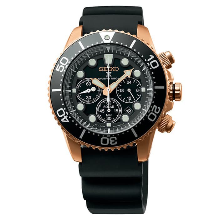 Seiko Prospex Solar SSC618P1 Divers 200M Chronograph Rosegold Black