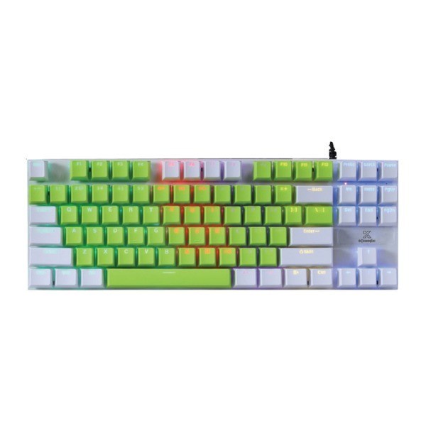 Keyboard Gaming KOMIC KG-KM870 Mechanical Hotswap Red Switch TKL Wired - BLUE WHITE