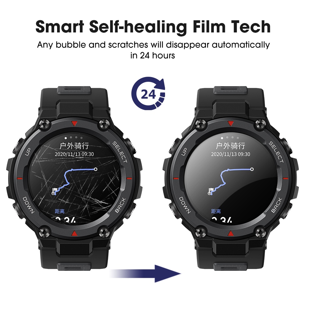 Film Pelindung Layar Hydrogel Full Cover Anti Gores / Sidik Jari Untuk Smartwatch Amazfit T-Rex Pro