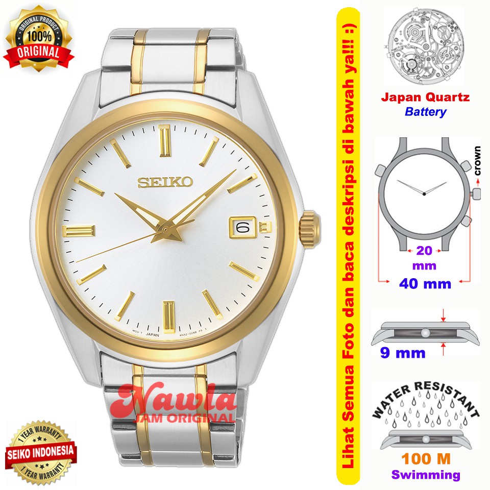 Seiko Quartz SUR312P1 Sapphire Two Tone - Jam Tangan Pria SUR312