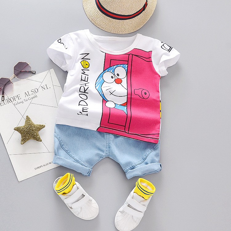 Baju Pakaian Anak Bayi Laki Cowok Murah Import motif doraemon lucu BBD036