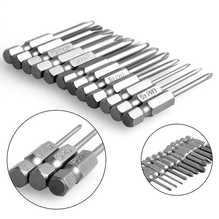 Mata Obeng Cordless Drill SET 12pc Magnetic Hex Philips 50mm HQ *PH68