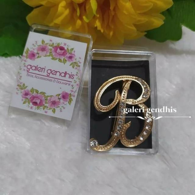Bros Huruf / Bros Alfabet  / Bros Nama / Bros Unik / Bros Hijab / Bros Simple Cantik Inisial Pin-6