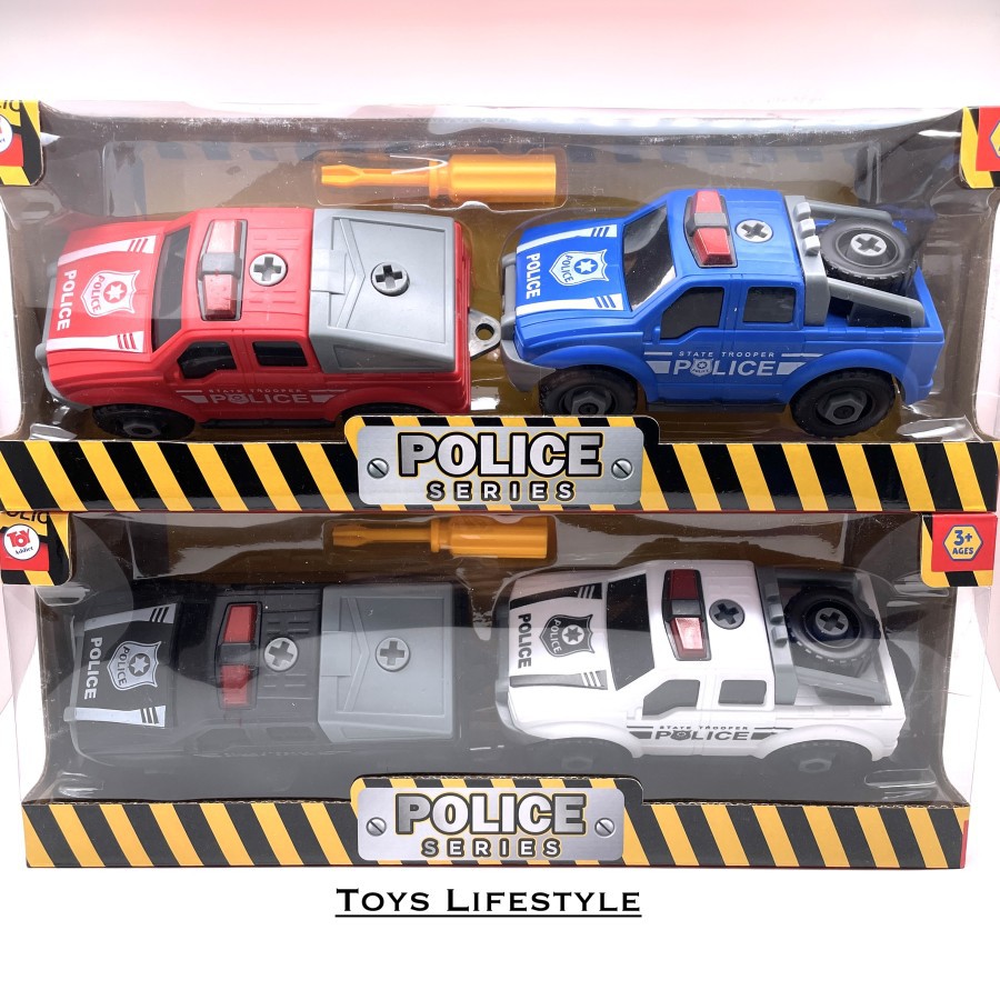 Mainan Edukasi Anak DIY 2 in 1 Police Cars Engineering Toys