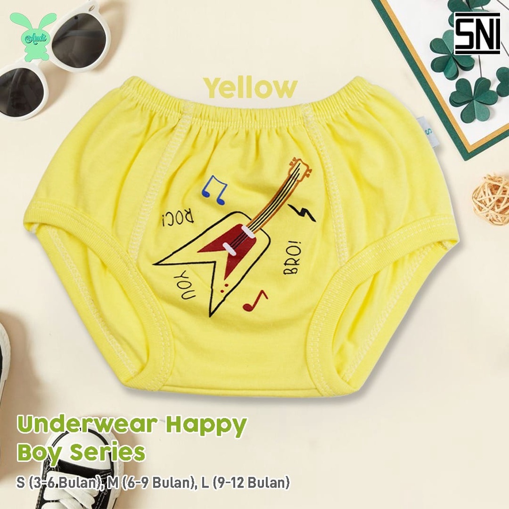 Celana Dalam Bayi CD Anak Aruchi Underwear Set isi 3 Pcs Happy Boy &amp; Girl 3-12 Bulan