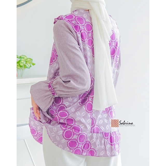 GILVY Atasan Blouse Batik Modern Wanita Cantik Kekinian Modern Modis Kombinasi