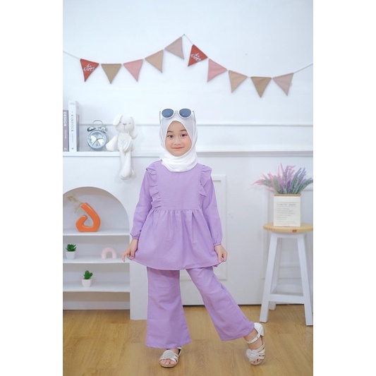 Murah SET RANA SETELAN LINEN ANAK PANJANG NEECA KIDDOS SIZE 3-5 tahun Elegan