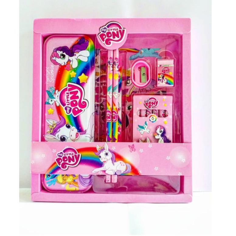 

[KODE JNKPB] Kotak pensil set crayon / Alat tulis sekolah / stationary set / ATK karakter / pony /Spiderman / princess / minion