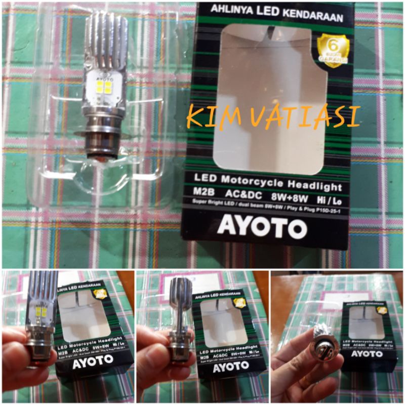 Lampu Depan LED 2sisi AC/DC AYOTO H6 M2B Asli Original Motor Bebek Matic Satria dll