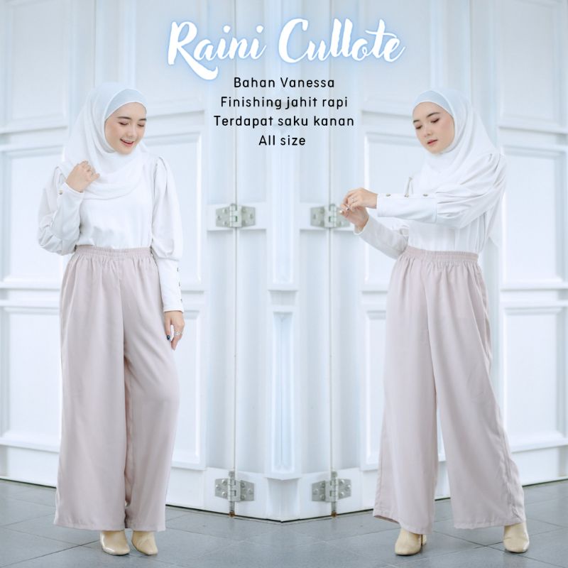 New - Celana/Kulot Pants Panjang Polos - Raini Cullote - Bahan Vanessa - All size fit to L