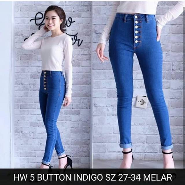 KIRANAOFFICIAL - ( COD ) celana Jeans highwaist 5 buttons ( B01 )