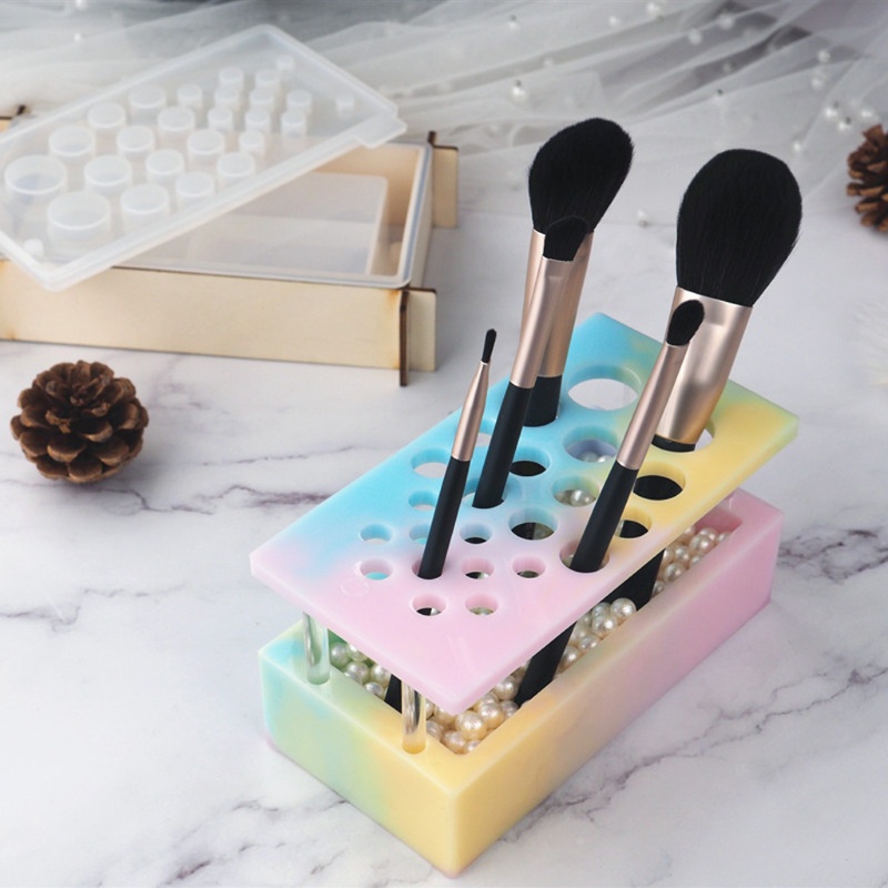 SIY  Handmade Makeup Brush Holder Organizer Resin Mold Cosmetics Brushes Storage Solution Resin Casting Mold Art Crafts Tools