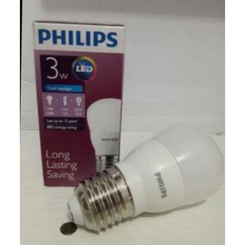 Lampu LED Philips 3W/ 3Watt LED BULB 230 Lumen Cool Daylight (Putih) Asli PHILIPS