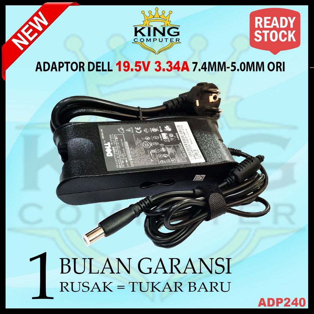 Adaptor Charger Laptop DELL 19.5V 3.34A Colokan Besar Original