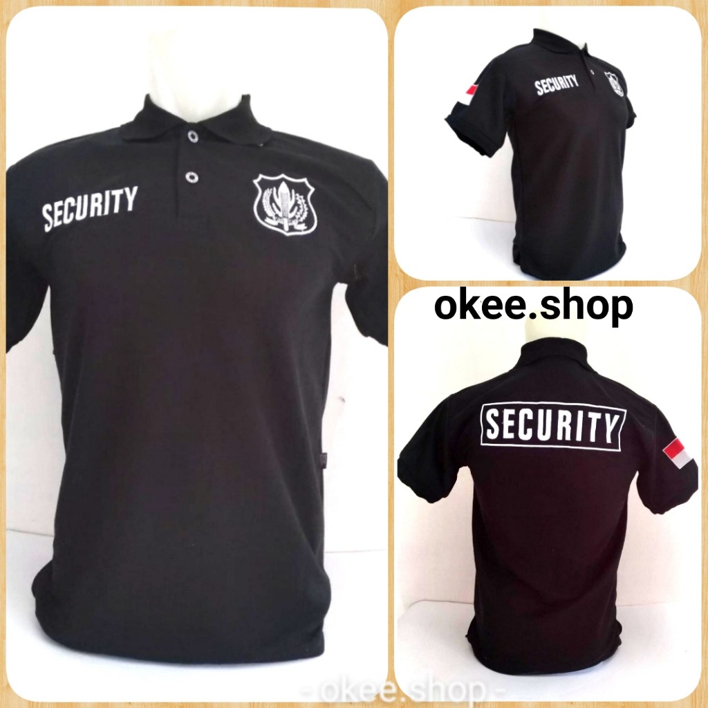 Baju Kerah  Security LOGO PUTIH - Kaos Kerah  Kerah Security HITAM Logo PUTIH