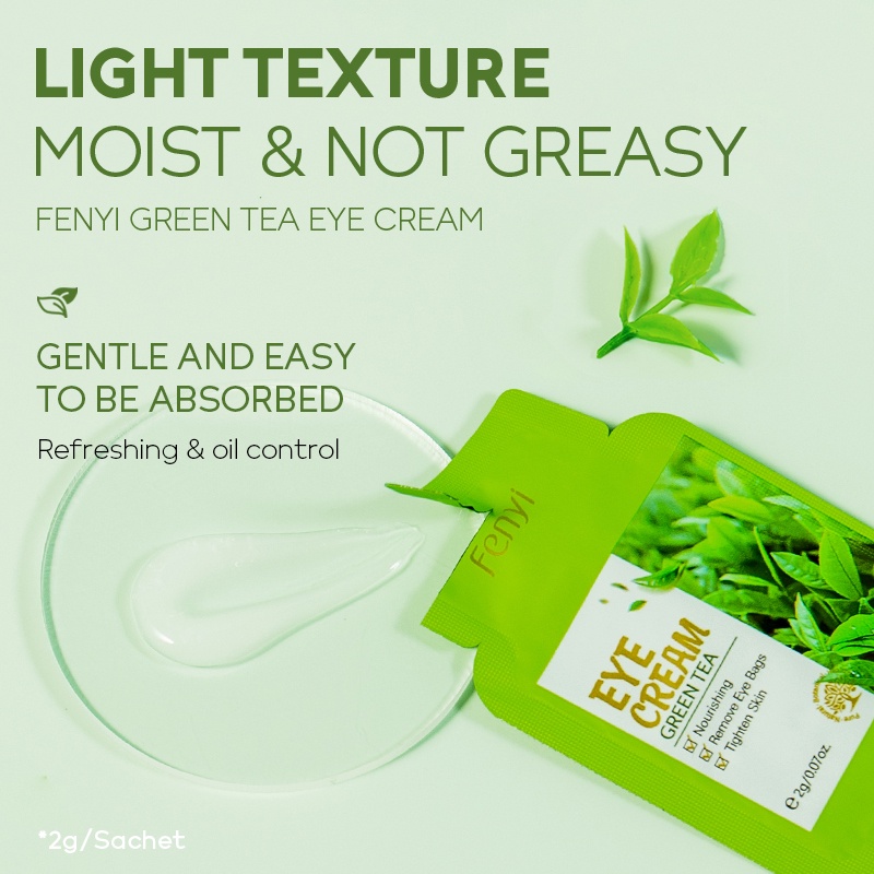 BPOM Fenyi Green Tea Eye Cream Sachet Menghilangkan Kantung Mata Mengencangkan Kulit Memperbaiki 2g