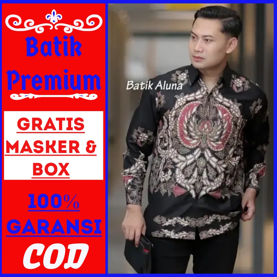 Baju batik pria asli solo modern lengan panjang premium kemeja kondangan lamaran kerja kantoran pns 