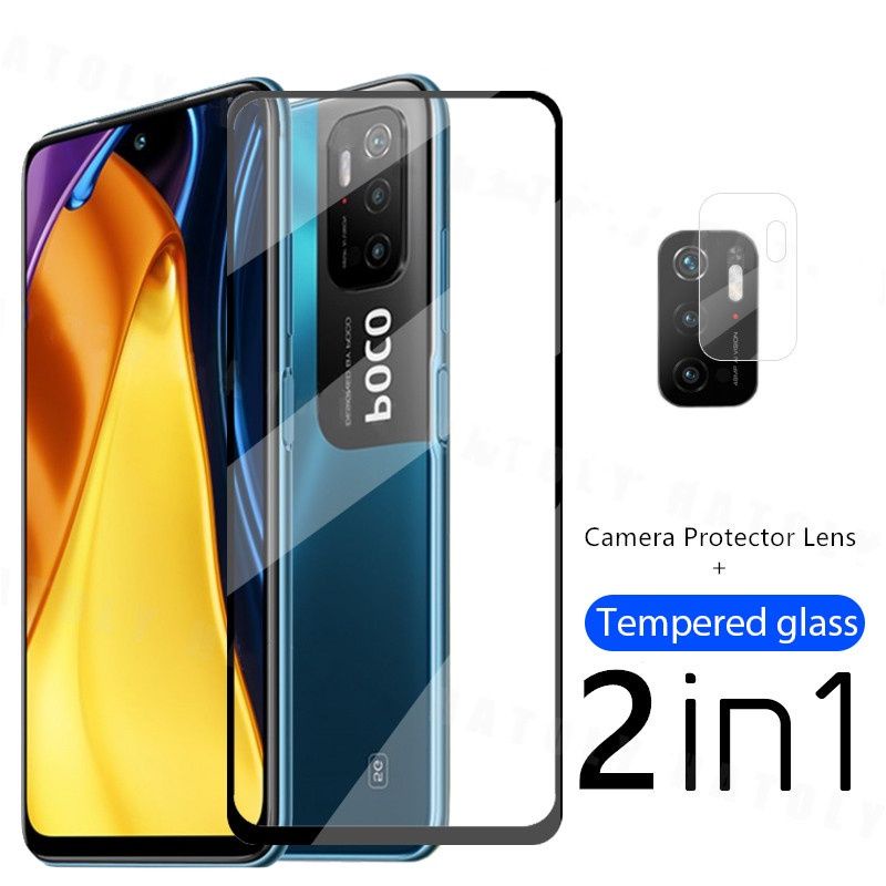 Paket 3in1 Tempered Glass Poco X3 GT/X3 NFC /M3 /M3 Pro 5G Anti Gores Kaca Full Layar