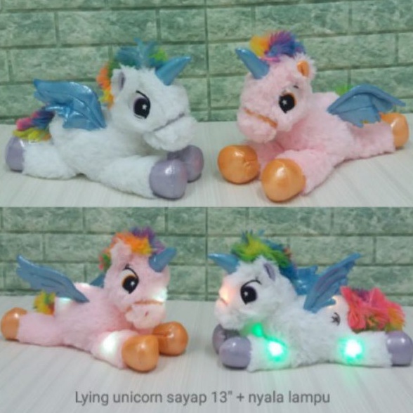 Boneka Unicorn Bulu Lampu LED 33cm/13&quot;/boneka animal/boneka unicorn/boneka LED