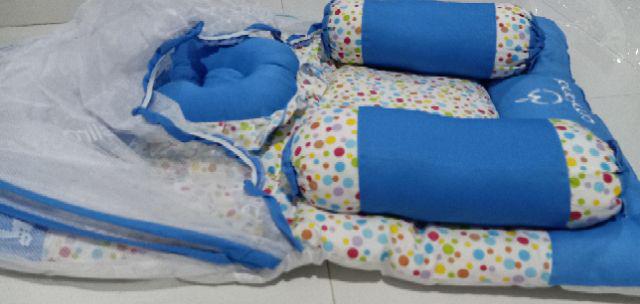 Omiland Kasur Dakron + Kelambu Bordir Polcadot (lc) Obk5214