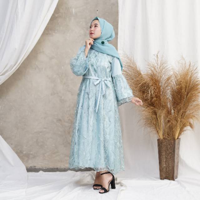 Yasmine dress tosca dress simple tille bordir