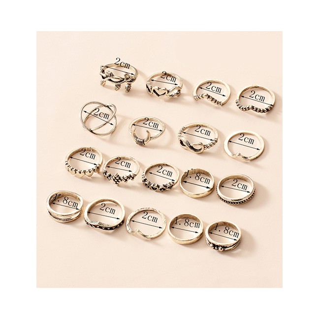 LRC Cincin Fashion Silver Color 18 Alloy Rings Set P82849