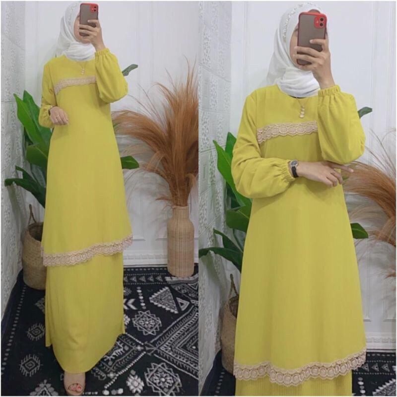 SOFYA MAXY MOSSCREPE MIX RENDA LD 110 PB 138   FASHION WANITA TERBARU PAKAIAN WANITA MUSLIMN GAMIS WANITA BAJU WANITA TERBARU BAJU WANITA SIMPLE DAN ELEGAN BAJU DRES 2022