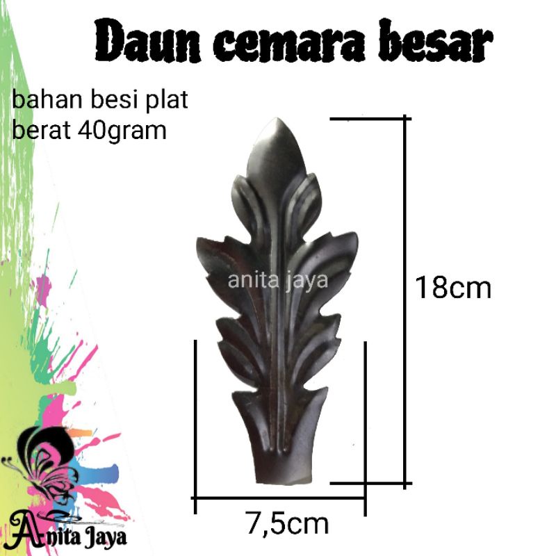 daun cemara besar besi plat ornamen tralis