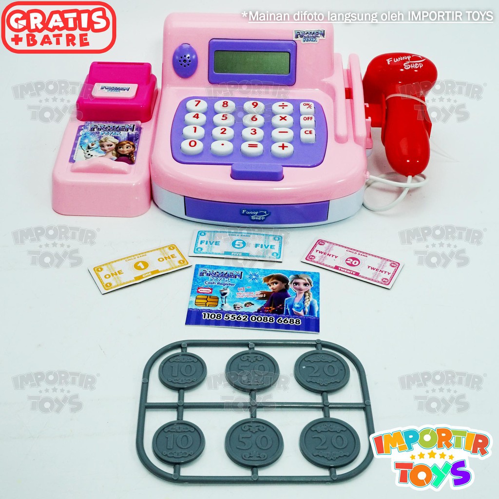 Mainan Cash Register Mesin Kasir Frozen Feyer Berkualitas Pink Lucu Unik