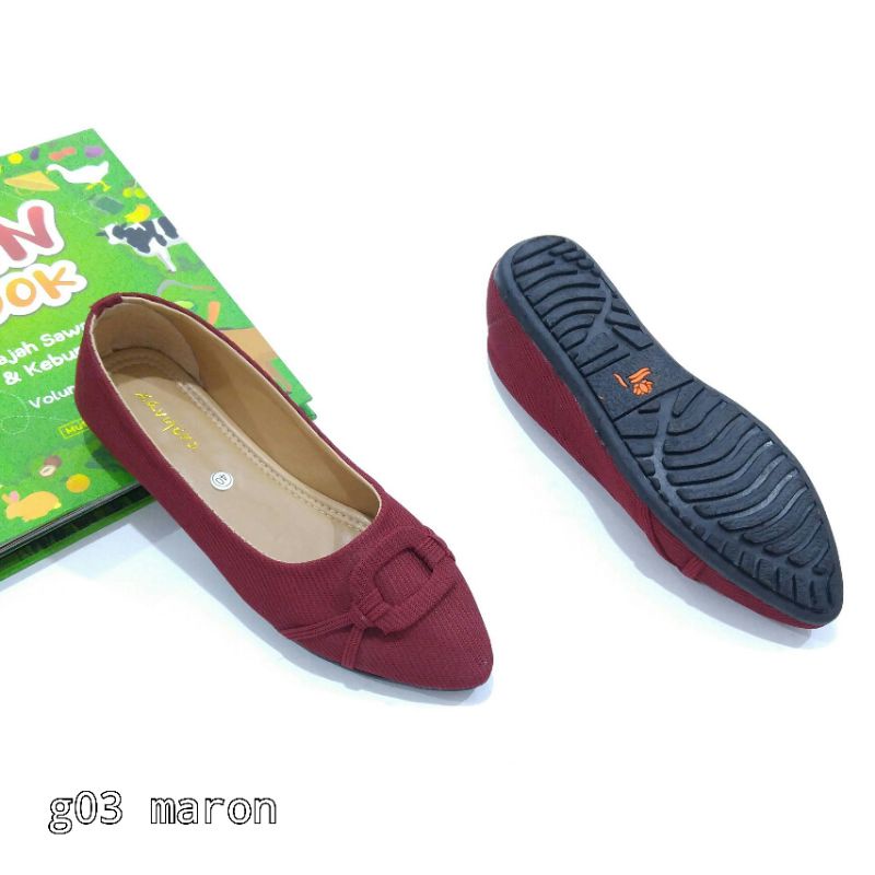 Borneo Sepatu Wanita Flat Flatshoes Bahan Kanvas Slip on by Xavyera kode g03