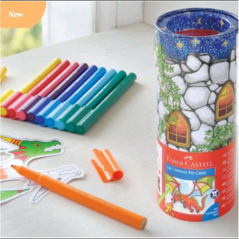 

Connector Pen Faber Castell --TIN-- 14 pcs Tempat Kaleng Spidol Warna Anak