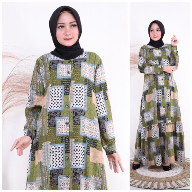 Gamis Wolfis Monalisa LD105 Busui Kancing Deret / 156-5080