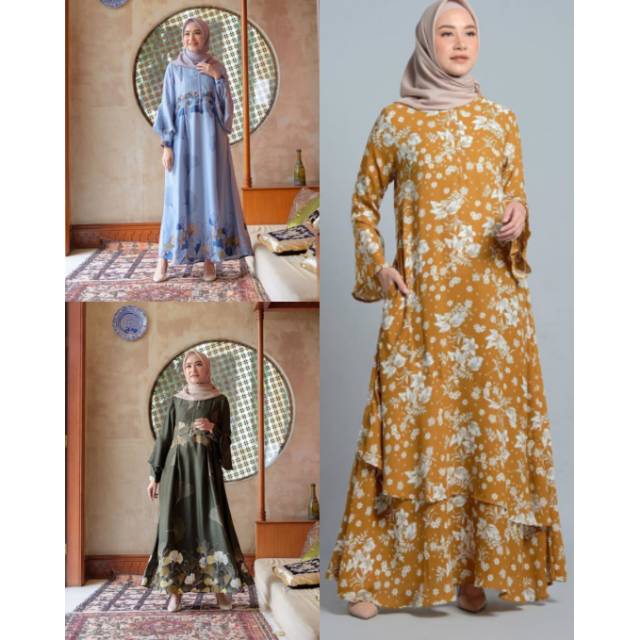 Maryam Dress Dark Army, Cloud,& Mahala Dress Deep Yellow size L & XXL by Heaven Lights