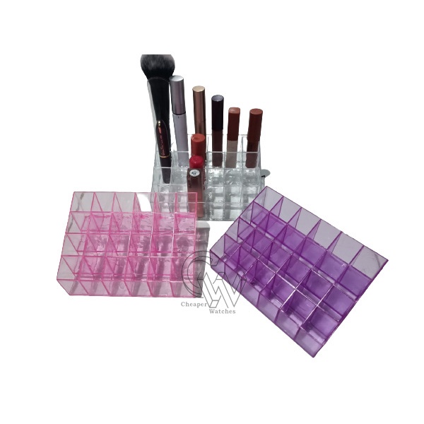 Cheaper-Rak Lipstick Kosmetik Acrylic 24 Slot Organizer Akrilik Tempat Penyimpanan