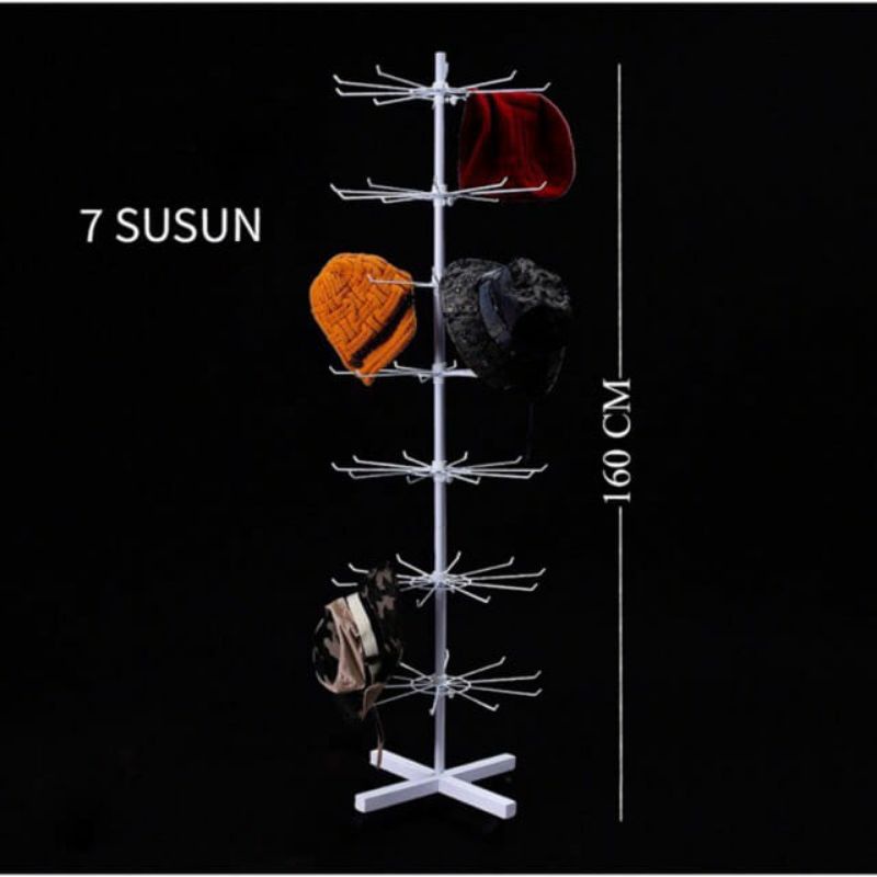 Rak display matahari putar 7 susun | Display gantungan aksesoris | Gantungan masker