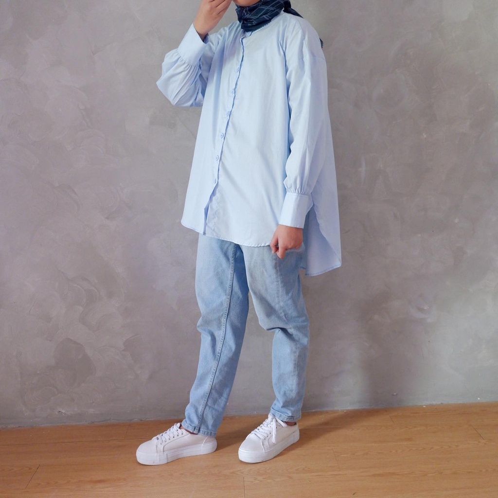 Khielo Shirt Katun Paris - Basic Oversized Shirt - Atasam Muslim Fashion Wanita Termurah &amp; Terlaris