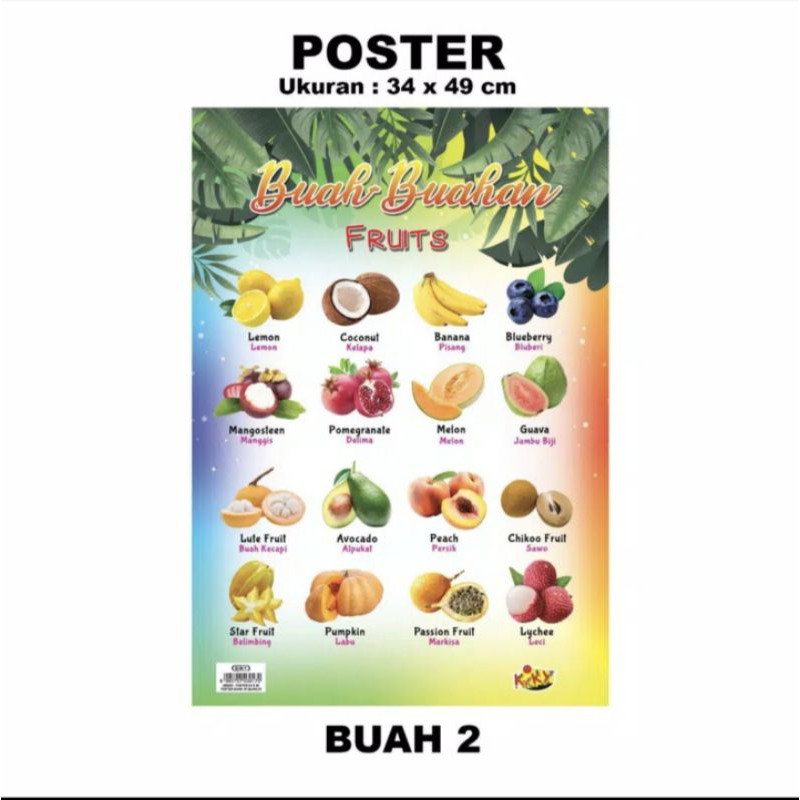 POSTER ANAK/POSTER EDUKASI ANAK/Poster BTS BT21-Buah