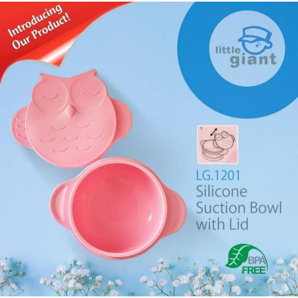 Little Giant LG 1201 Silicone Suction Bowl with Lid Owl Mangkok Makanan Bayi