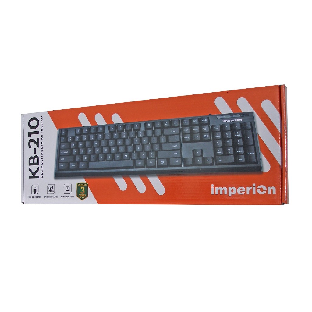 KEYBOARD USB IMPERION MULTIMEDIA WIRED MEMBRANE FULLSIZE KB-210 KB210