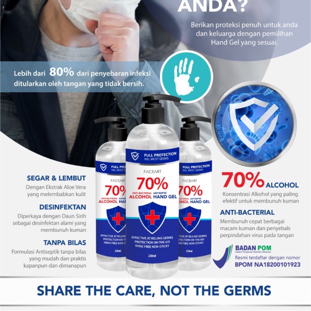 FACEART Hand Gel Antiseptic / Hand Sanitizer BPOM