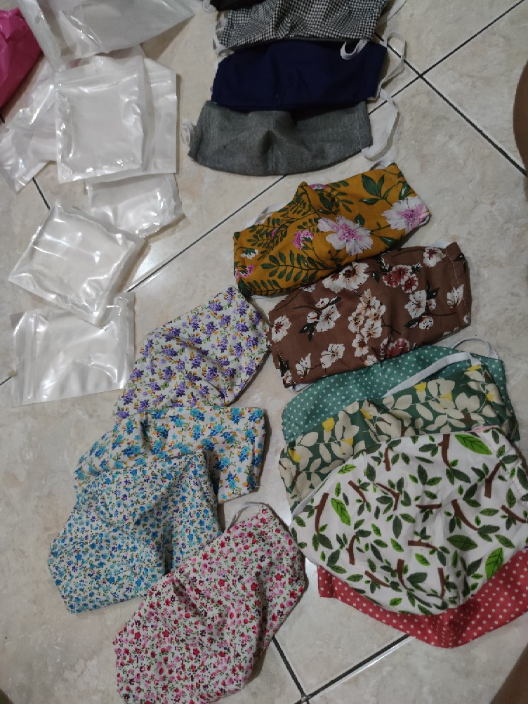 Masker Kain Earloop 2 Ply, 3 Ply Plus Bisa Isi Filter Tissue