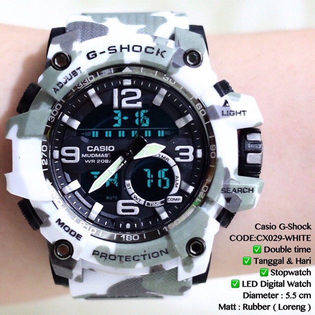 Jam tangan pria g shock tali LORENG GG1000 GWG1000 double time analog digital CX029