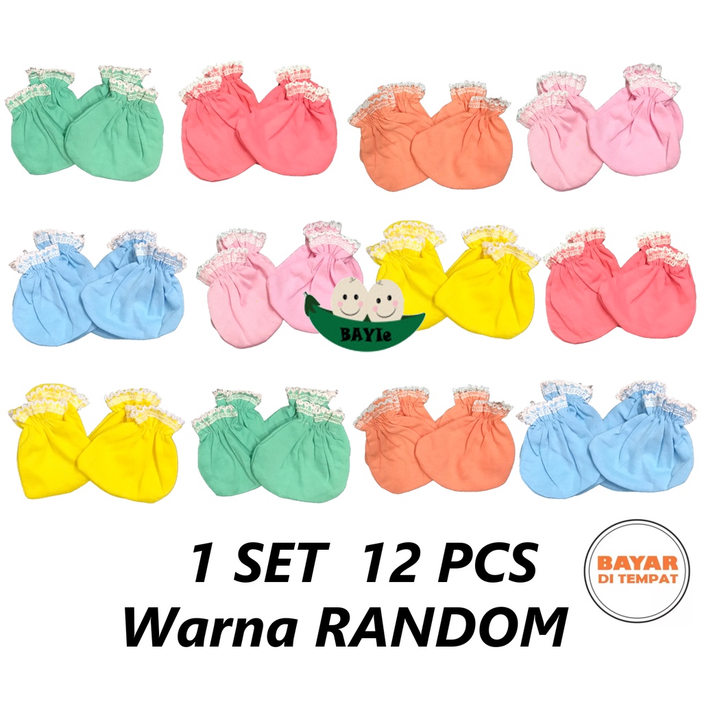 Babysmart - 12 Set Sarung Tangan dan Kaki Bayi STK New Born (NB) Bahan Katun