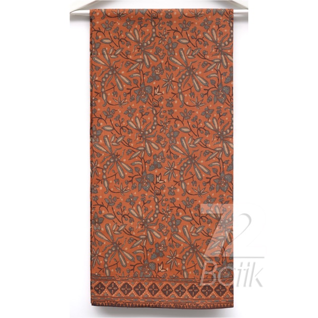 KAIN BATIK PREMIUM Bahan Katun Motif Capung Warna Orange Oranye Oren 722003 Cap 72 Jarik Jarit Samping Kebat Panjang Batik Katun Modern Premium Bahan Seragam Batik Pernikahan Kantor Keluarga Murah Kamen Jadi Batik Bali Lembaran