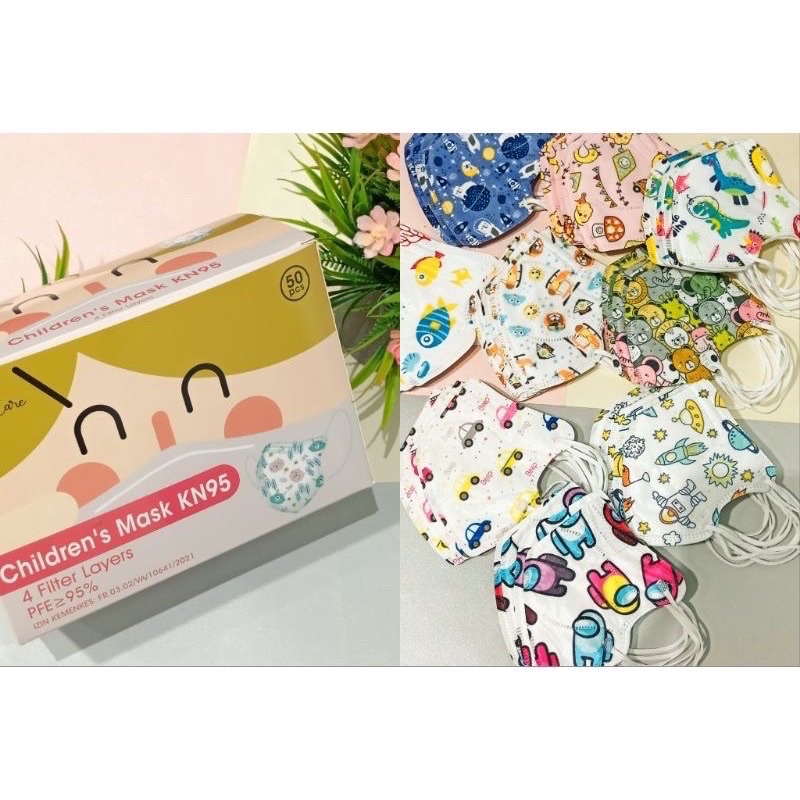 Masker KN95 Anak Motif Karakter/KN95 Anak Karakter (isi 50pcs)